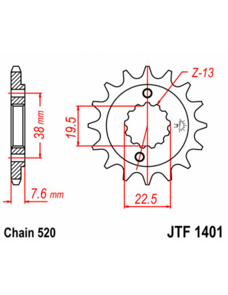 Pignon JT SPROCKETS acier standard 1401 - 520