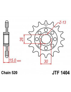 Pignon JT SPROCKETS acier standard 1404 - 520 2