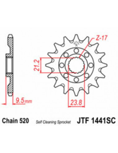 Pignon JT SPROCKETS acier anti-boue 1441 - 520