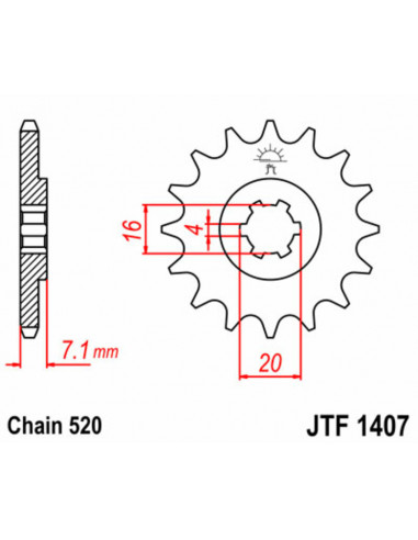 Pignon JT SPROCKETS acier standard 1407 - 520