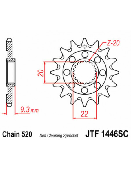 Pignon JT SPROCKETS acier anti-boue 1446 - 520