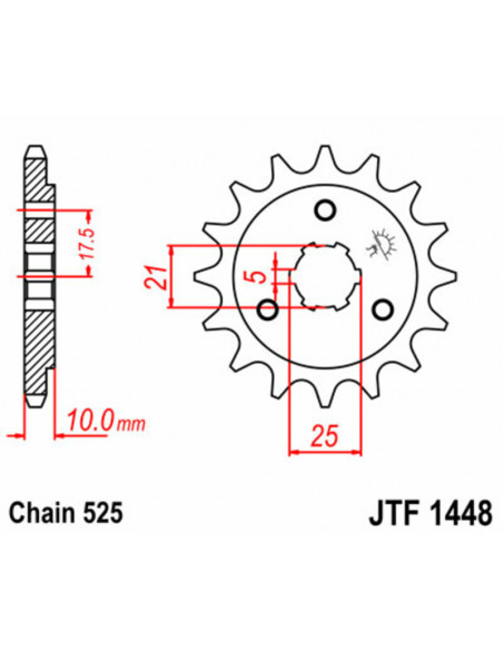 Pignon JT SPROCKETS acier standard 1448 - 525