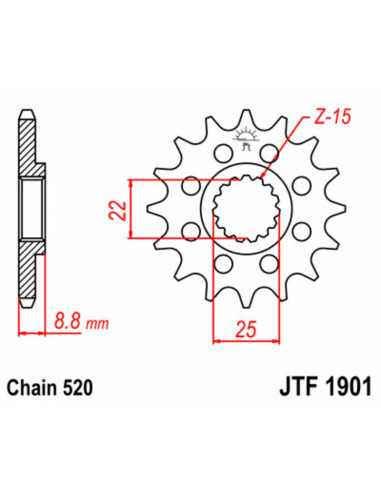 Pignon JT SPROCKETS acier standard 1901 - 520