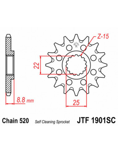 Pignon JT SPROCKETS acier anti-boue 1901 - 520