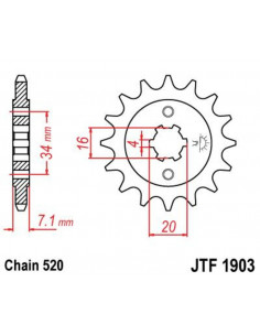 Pignon JT SPROCKETS acier standard 1903 - 520 2