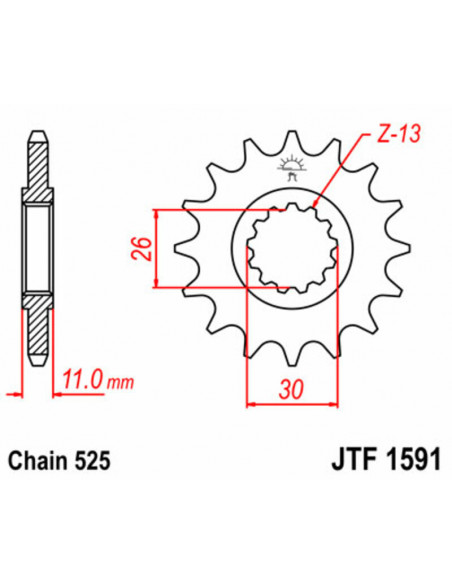 Pignon JT SPROCKETS acier standard 1591 - 525