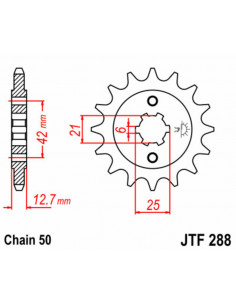 Pignon JT SPROCKETS acier standard 288 - 530 2