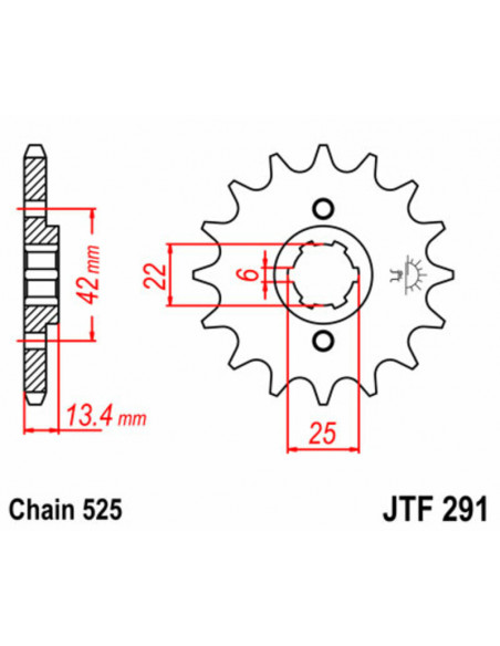 Pignon JT SPROCKETS acier standard 291 - 525