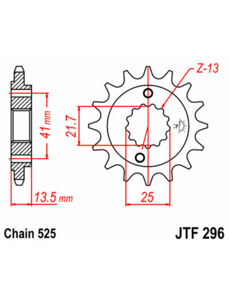 Pignon JT SPROCKETS acier standard 296 - 525