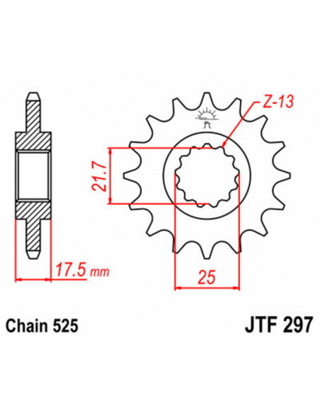 Pignon JT SPROCKETS acier standard 297 - 525