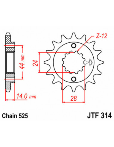 Pignon JT SPROCKETS acier standard 314 - 525
