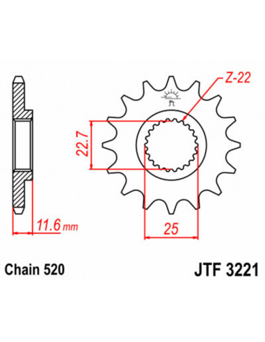 Pignon JT SPROCKETS acier standard 3221 - 520