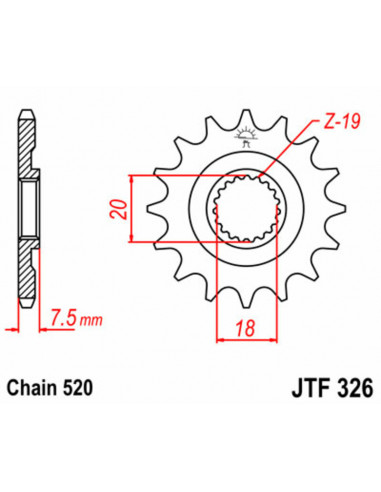 Pignon JT SPROCKETS acier standard 326 - 520