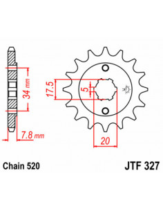 Pignon JT SPROCKETS acier standard 327 - 520 2
