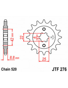Pignon JT SPROCKETS acier standard 276 - 520 2