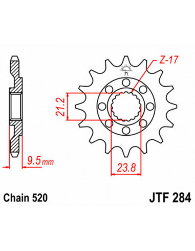 Pignon JT SPROCKETS acier standard 284 - 520