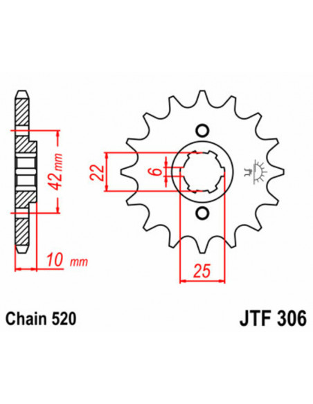 Pignon JT SPROCKETS acier standard 306 - 520