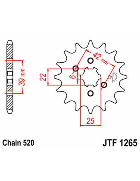 Pignon JT SPROCKETS acier standard 1265 - 520