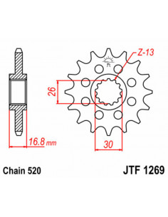 Pignon JT SPROCKETS acier standard 1269 - 520 2