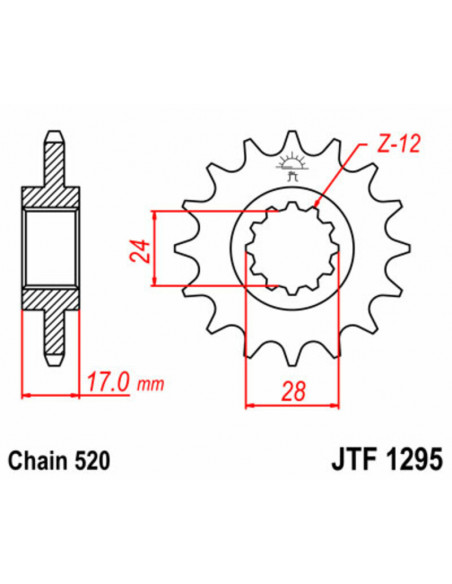 Pignon JT SPROCKETS acier standard 1295 - 520