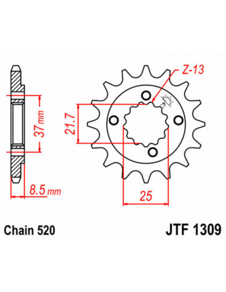 Pignon JT SPROCKETS acier standard 1309 - 520