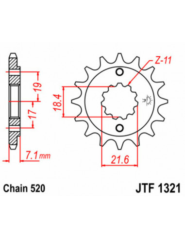 Pignon JT SPROCKETS acier standard 1321 - 520