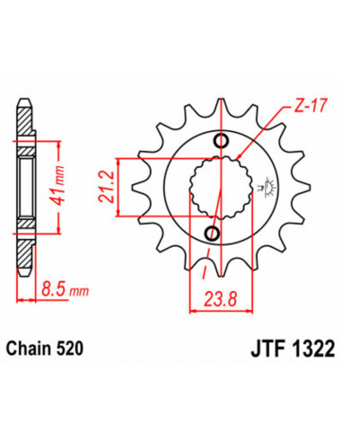Pignon JT SPROCKETS acier standard 1322 - 520