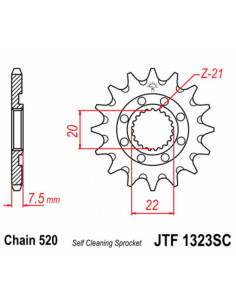 Pignon JT SPROCKETS acier anti-boue 1323 - 520 2