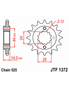 Pignon JT SPROCKETS acier standard 1372 - 525 2