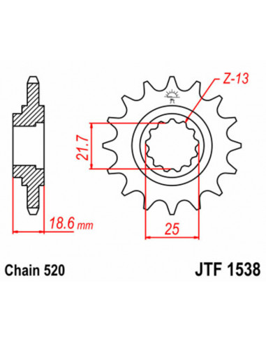 Pignon JT SPROCKETS acier standard 1538 - 520