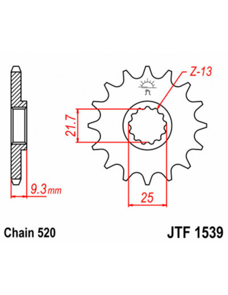 Pignon JT SPROCKETS acier standard 1539 - 520