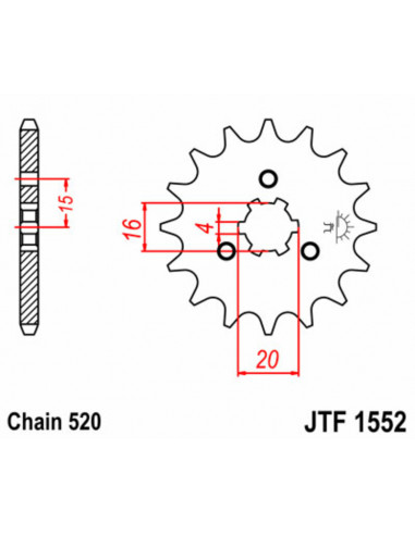Pignon JT SPROCKETS acier standard 1552 - 520
