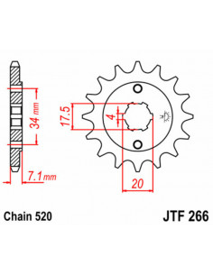 Pignon JT SPROCKETS acier standard 266 - 520 2