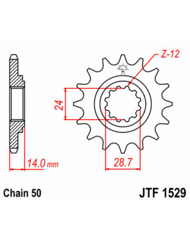 Pignon JT SPROCKETS acier standard 1529 - 525
