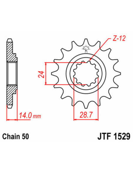 Pignon JT SPROCKETS acier standard 1529 - 525