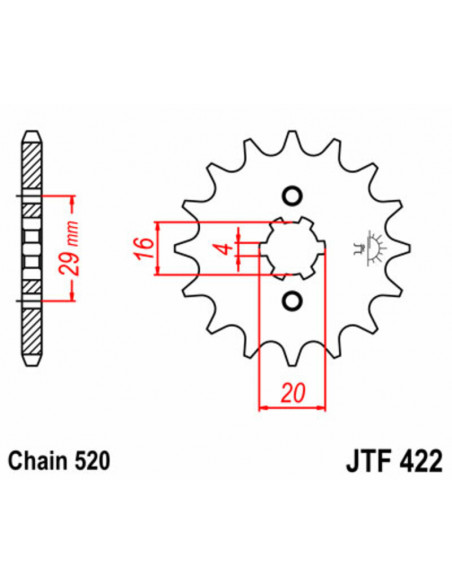 Pignon JT SPROCKETS acier standard 422 - 520