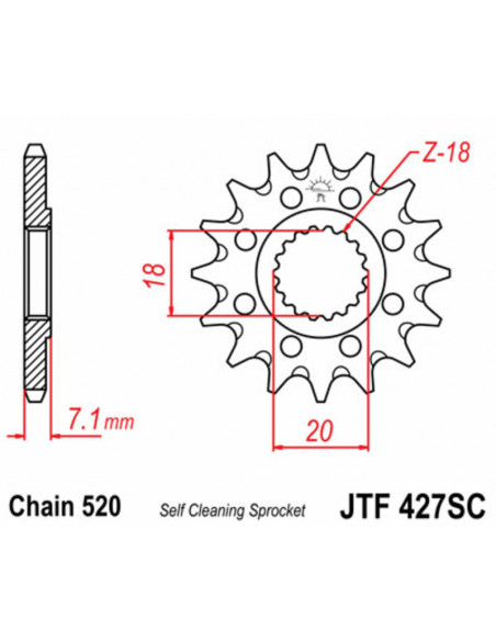 Pignon JT SPROCKETS acier anti-boue 427 - 520