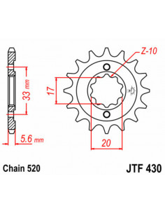Pignon JT SPROCKETS acier standard 430 - 520 2