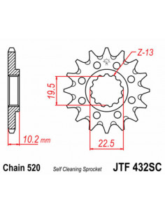 Pignon JT SPROCKETS acier anti-boue 432 - 520 2