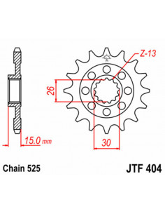 Pignon JT SPROCKETS acier standard 404 - 525 2