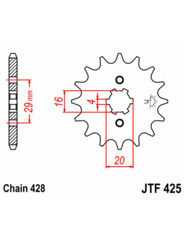 Pignon JT SPROCKETS acier standard 425 - 428