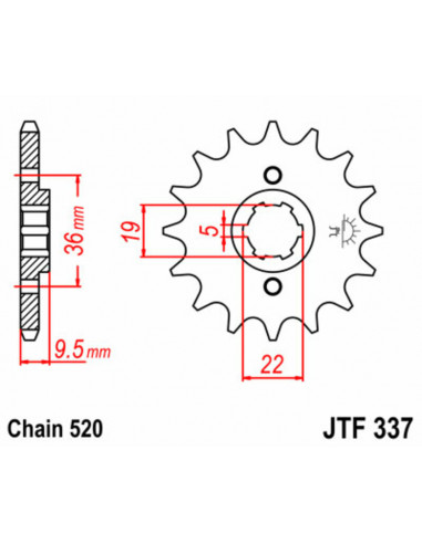 Pignon JT SPROCKETS acier standard 337 - 520