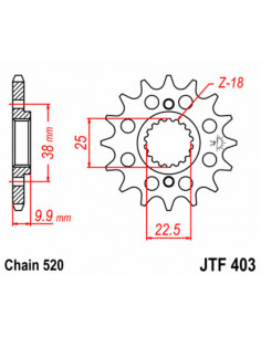 Pignon JT SPROCKETS acier standard 403 - 520 2