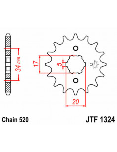 Pignon JT SPROCKETS acier standard 1324 - 520 2