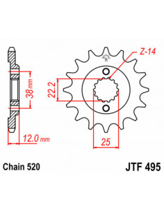 Pignon JT SPROCKETS acier standard 495 - 520 2