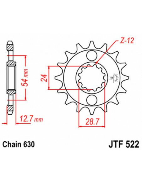 Pignon JT SPROCKETS acier standard 522 - 630