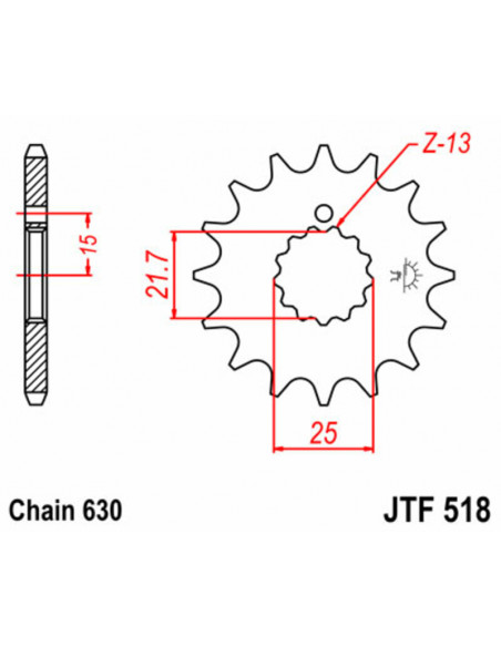 Pignon JT SPROCKETS acier standard 518 - 630