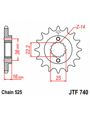 Pignon JT SPROCKETS acier standard 740 - 525