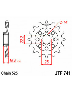 Pignon JT SPROCKETS acier standard 741 - 525 2