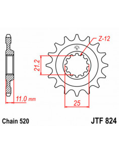 Pignon JT SPROCKETS acier standard 824 - 520 2